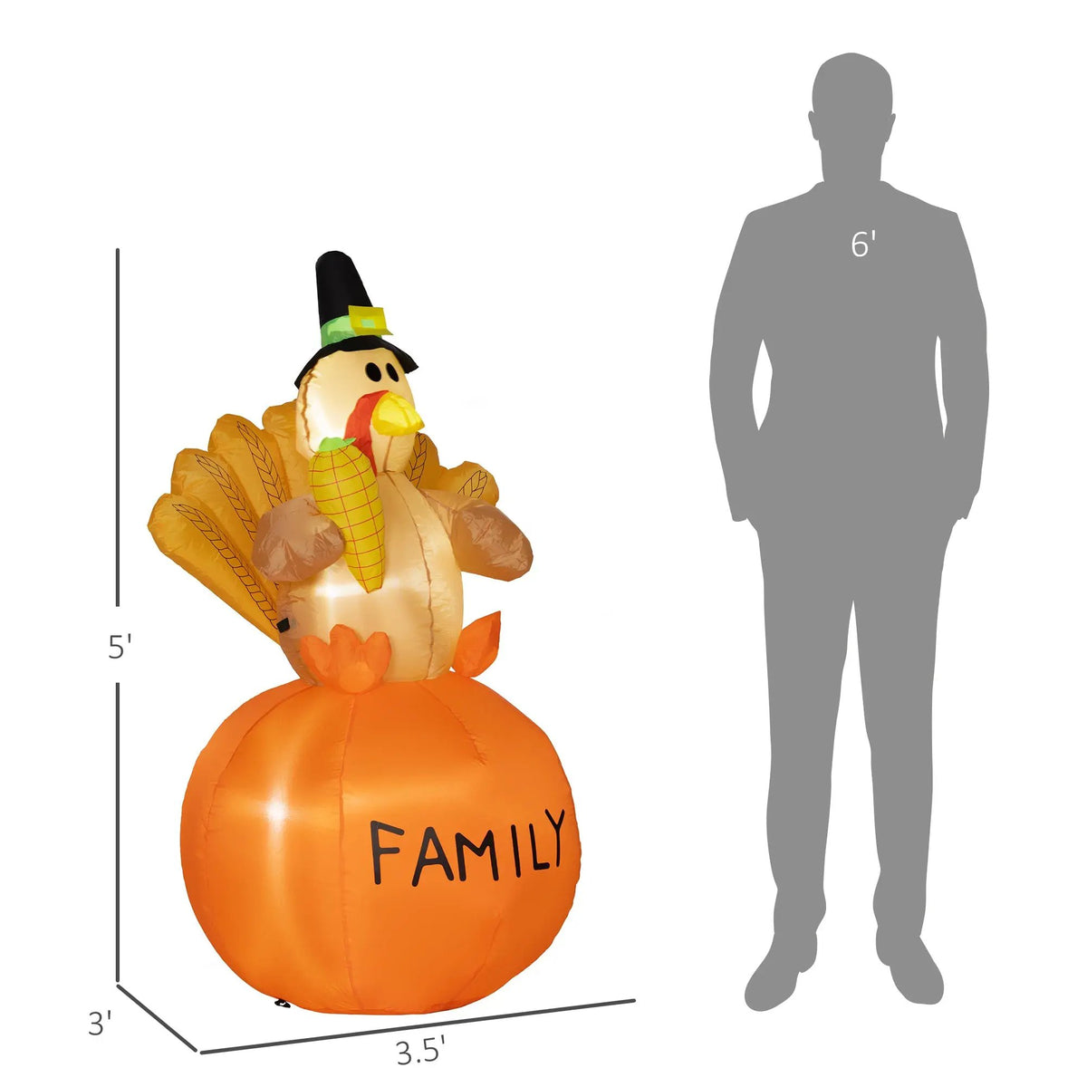 Homcom 4.9ft Inflatable Thanksgiving Decoration Turkey by HouseOfZazla