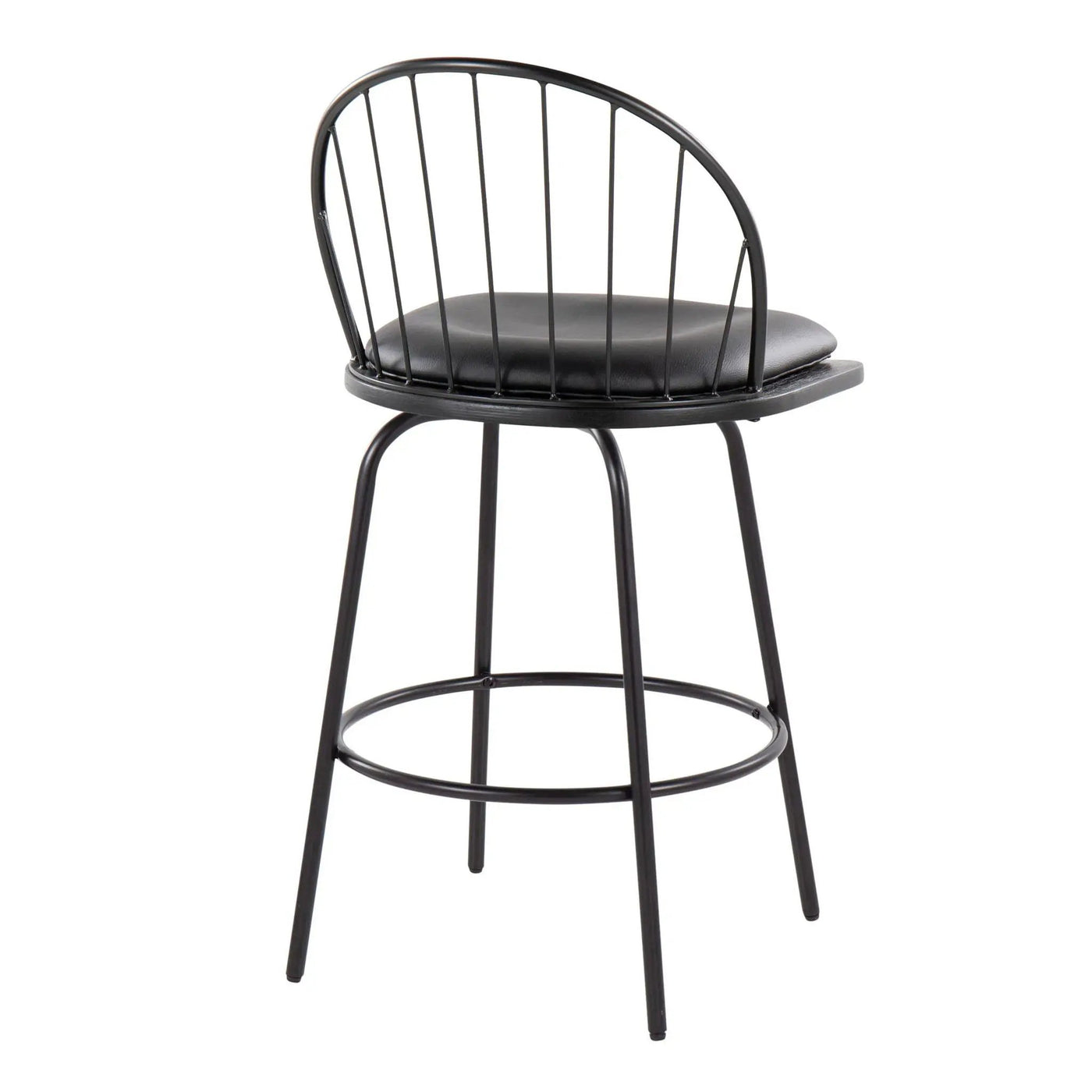 Riley - Claire Farmhouse Fixed Height Counter Stool With Swivel With Round Footrest (Set of 2) by HouseOfZazla