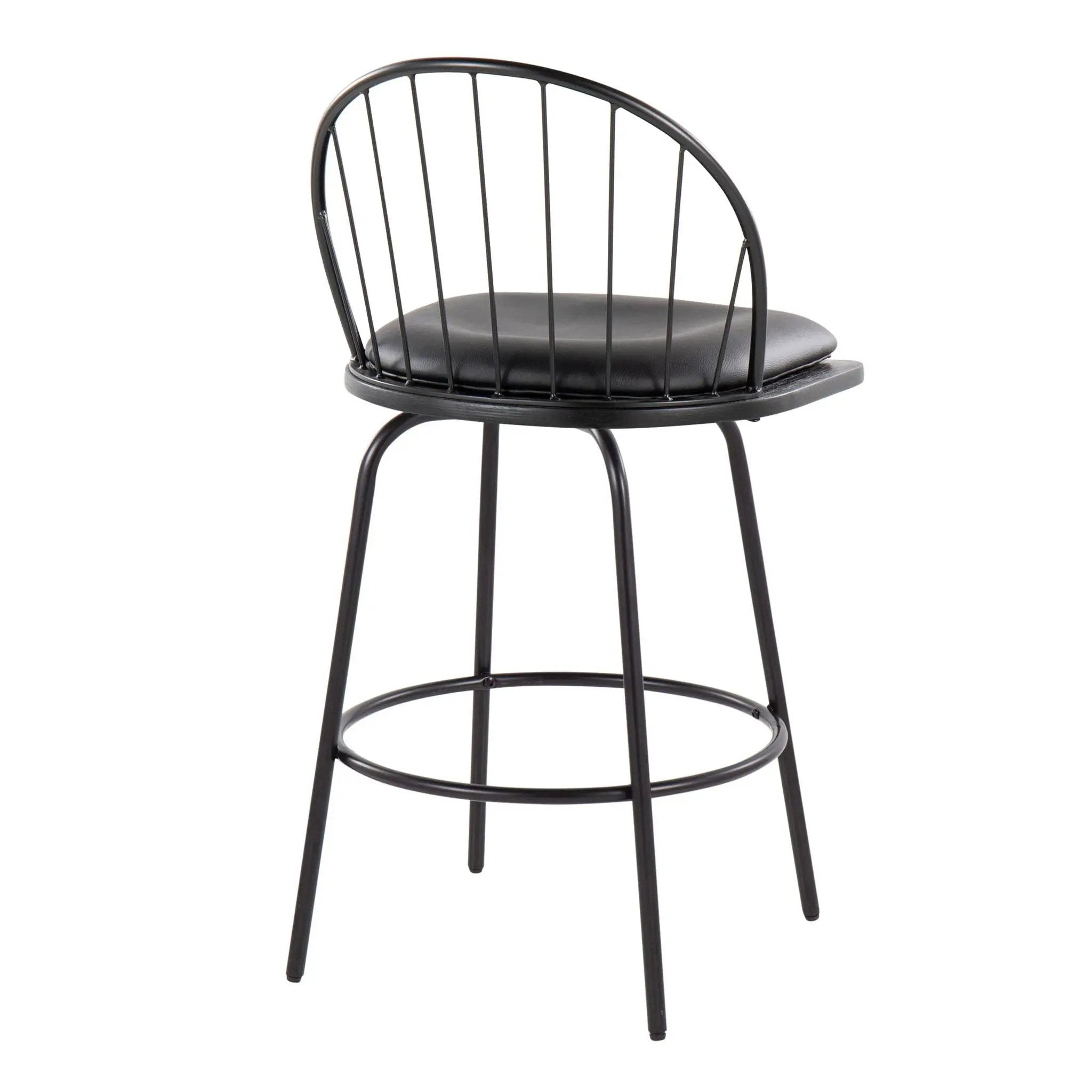 Riley - Claire Farmhouse Fixed Height Counter Stool With Swivel With Round Footrest (Set of 2) by HouseOfZazla