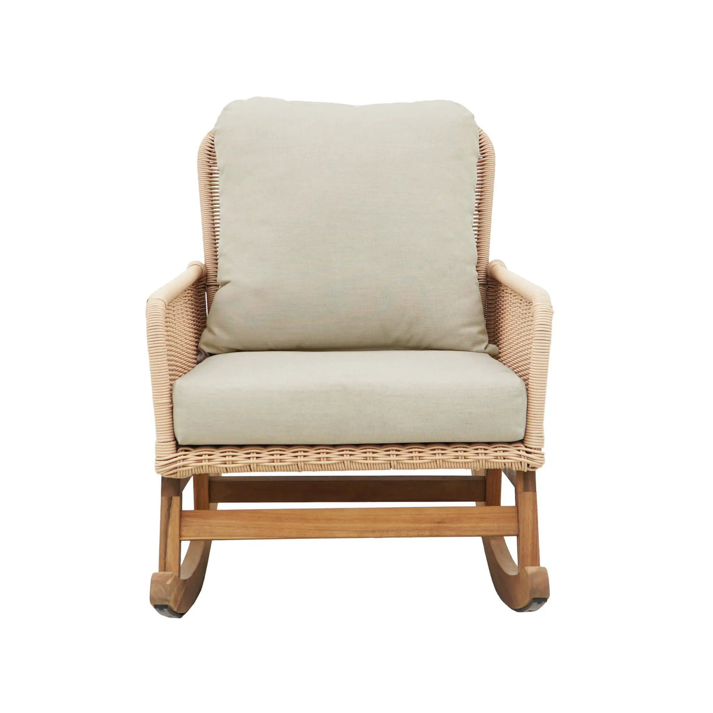 Contemporary Minimalist Wicker Rocking Chair With Soft Cushions by HouseOfZazla