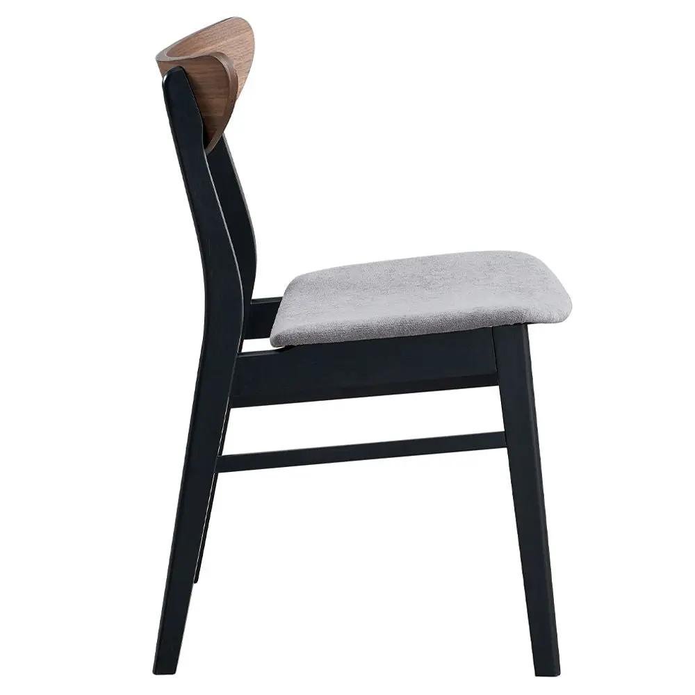 Rebi - Side Chair (Set of 2) - Gray Linen, Walnut & Black by Unique Piece Furniture