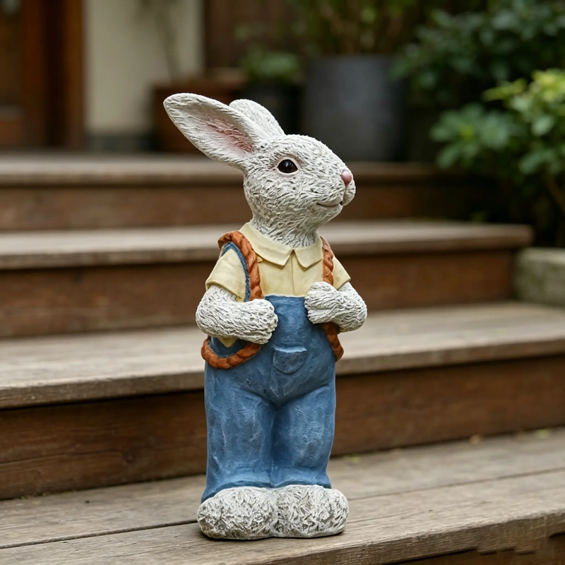 Simulated Couple Rabbit Statue Flower Pot Ornament by HouseOfZazla