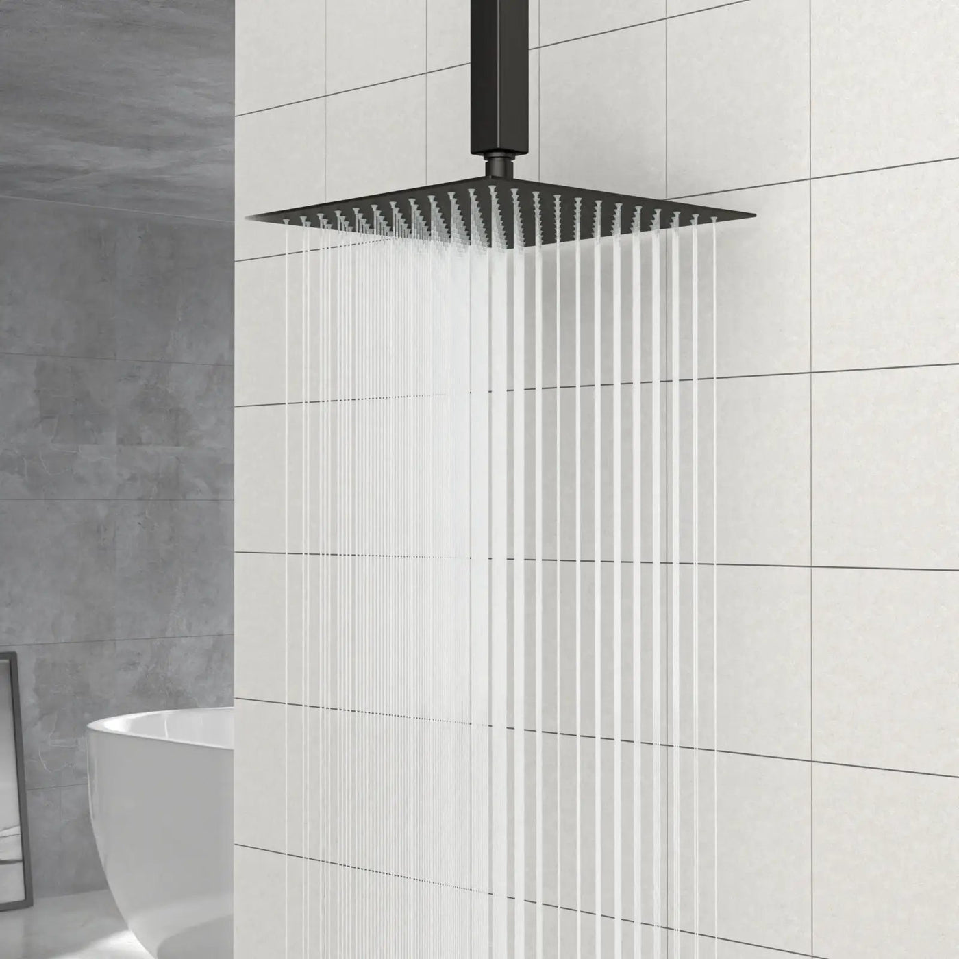 Modern 10" Square Rainfall Shower Head & Stainless Steel Wall Or Ceiling Mount Luxury Spa Shower Panel by HouseOfZazla