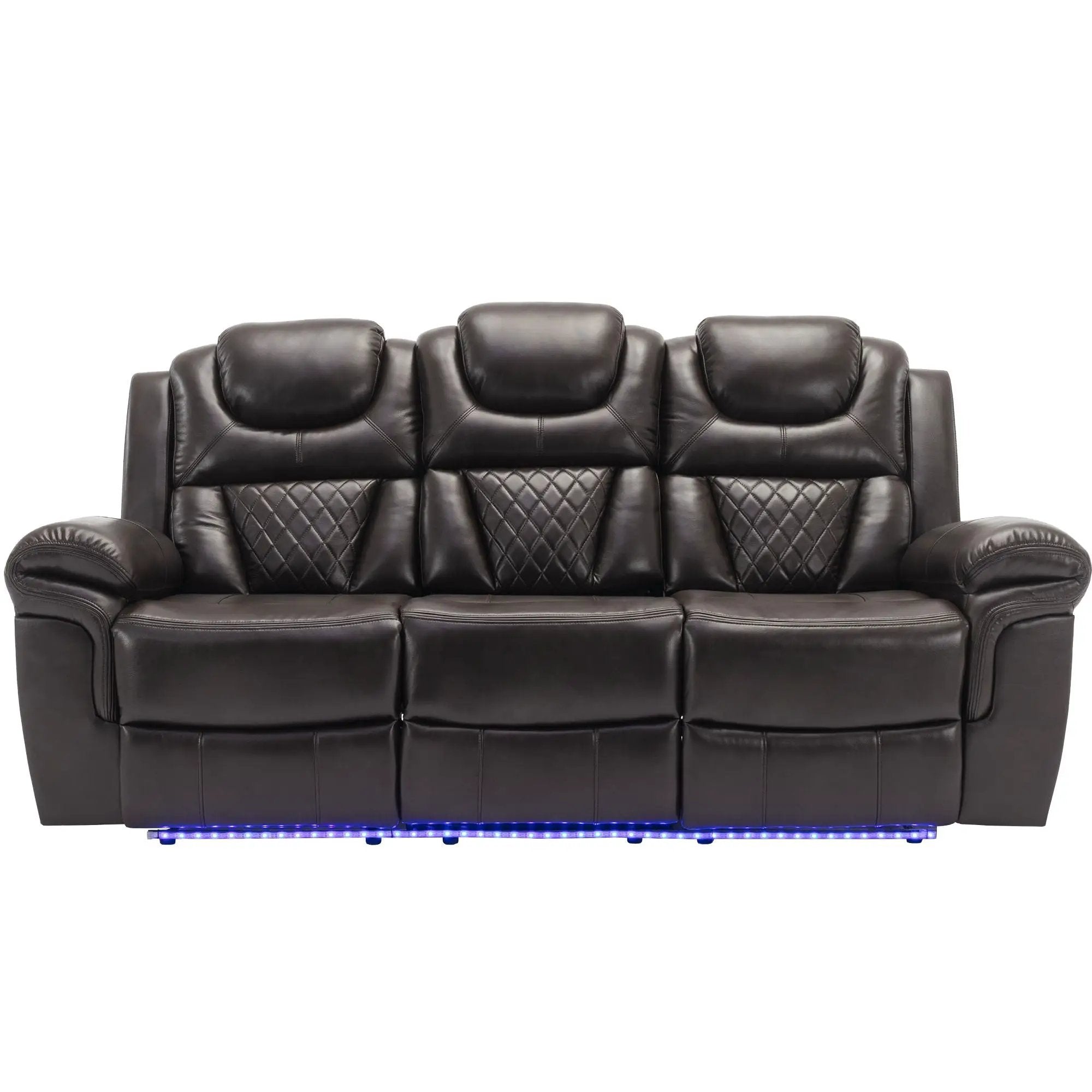 3 Pieces Recliner Sofa Sets Home Theater Seating Manual Recliner Chair With Center Console And LED Light Strip For Living Room by HouseOfZazla