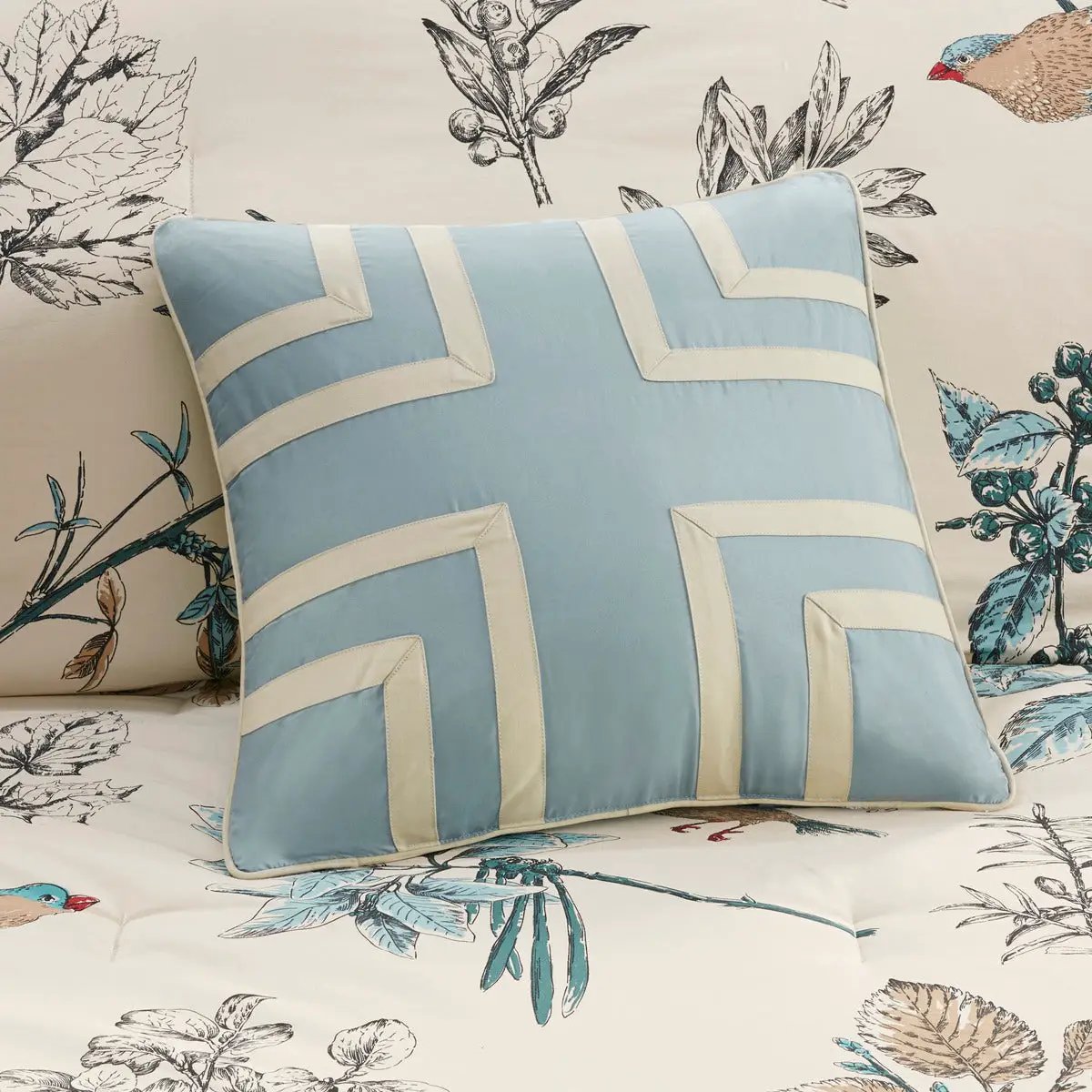 7 Piece Printed Cotton Twill Comforter Set Khaki Queen by HouseOfZazla
