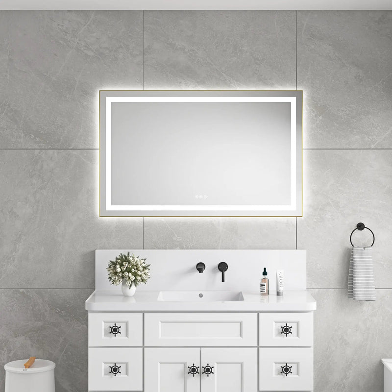 48" x 30" LED Bathroom Mirror with Front and Backlight by HouseOfZazla