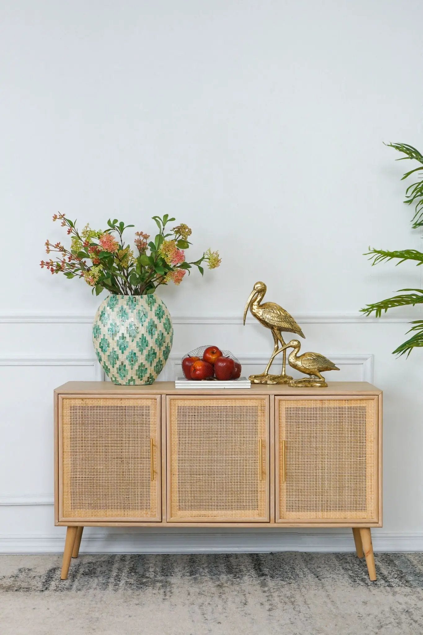 Wooden Accent TV Cabinet With 3 Doors - Brown by HouseOfZazla