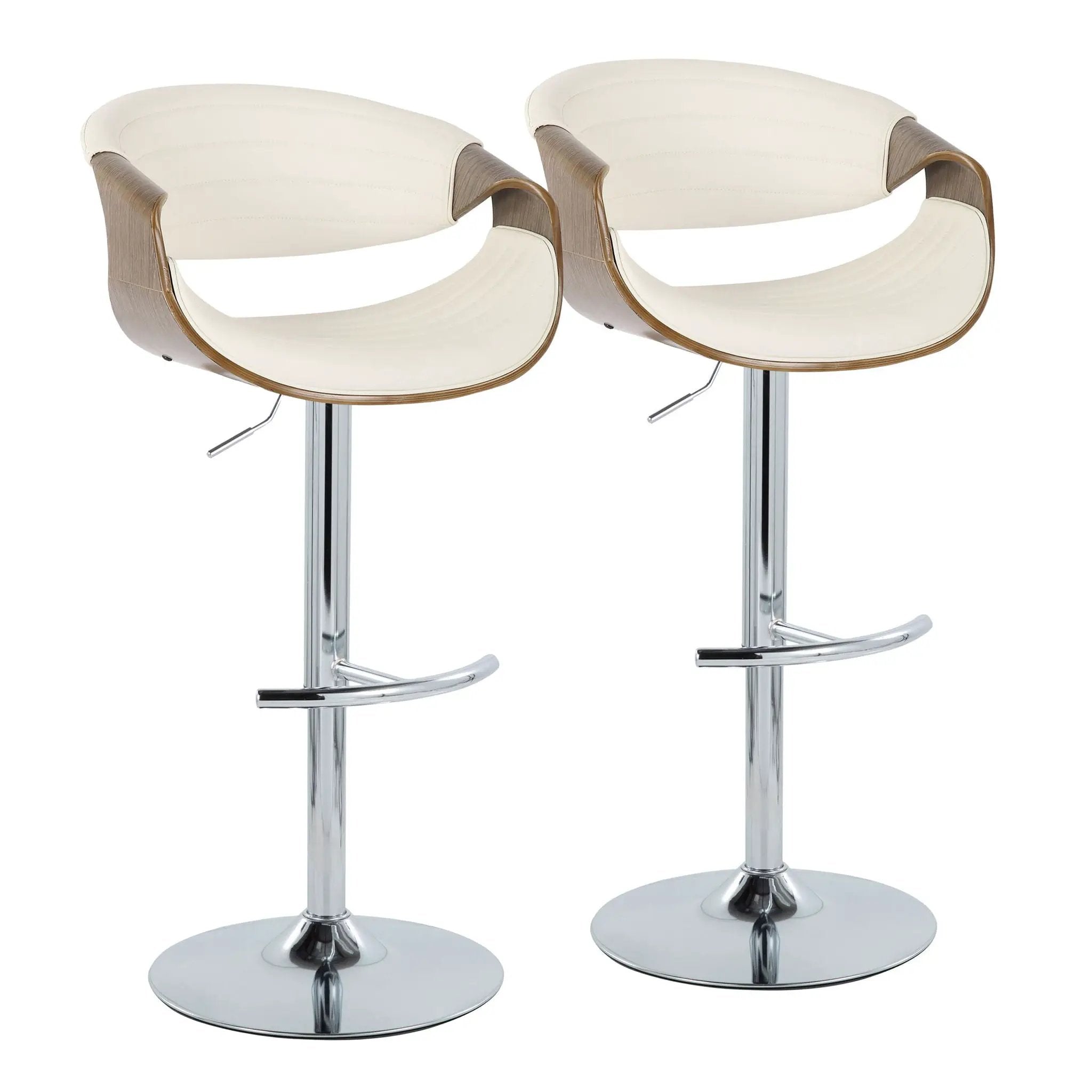 Symphony - Mid Century Modern Adjustable Barstool With Swivel & Rounded T Footrest (Set of 2) by HouseOfZazla