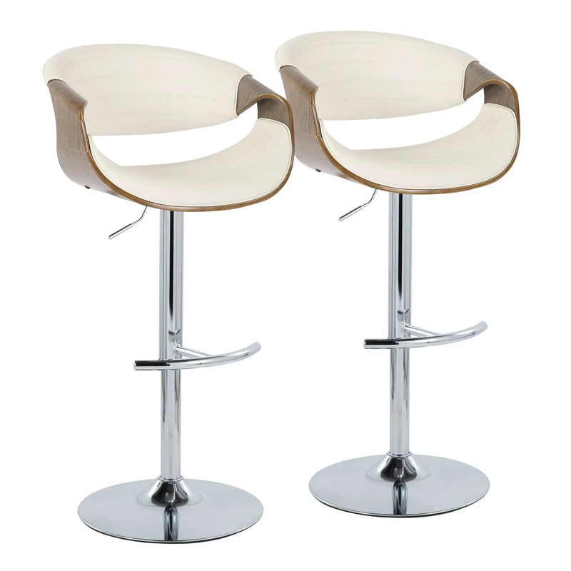 Symphony - Mid Century Modern Adjustable Barstool With Swivel & Rounded T Footrest (Set of 2) by HouseOfZazla