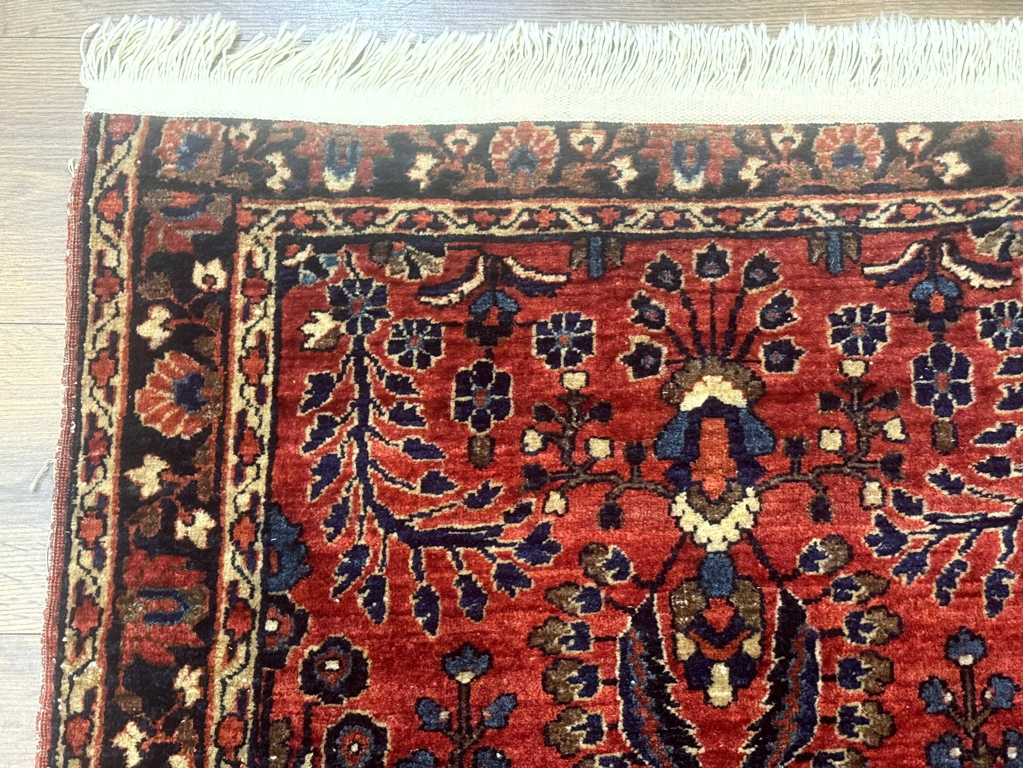 Small Red Persian Sarouk Rug 2.7 x 4.9, Floral, Antique by Jewel Rugs