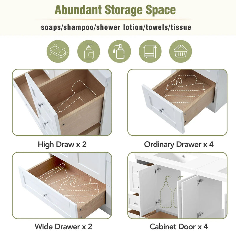 Shaker Free Standing Bathroom Vanity Cabinet & Sink, Soft Close Drawers, Soft Close Doors by Unique Piece Furniture