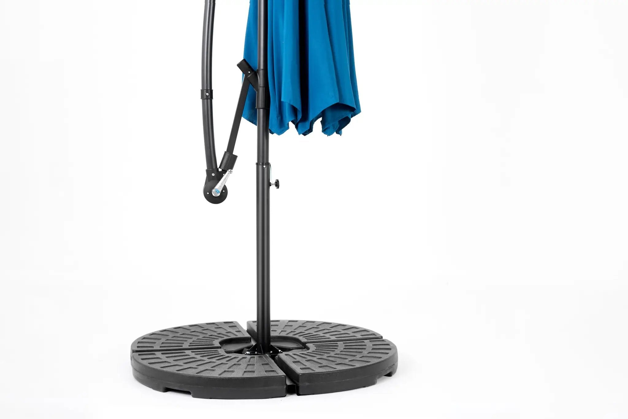10ft Solar LED Offset Hanging Market Patio Umbrella in Dark Blue (No Base) by HouseOfZazla