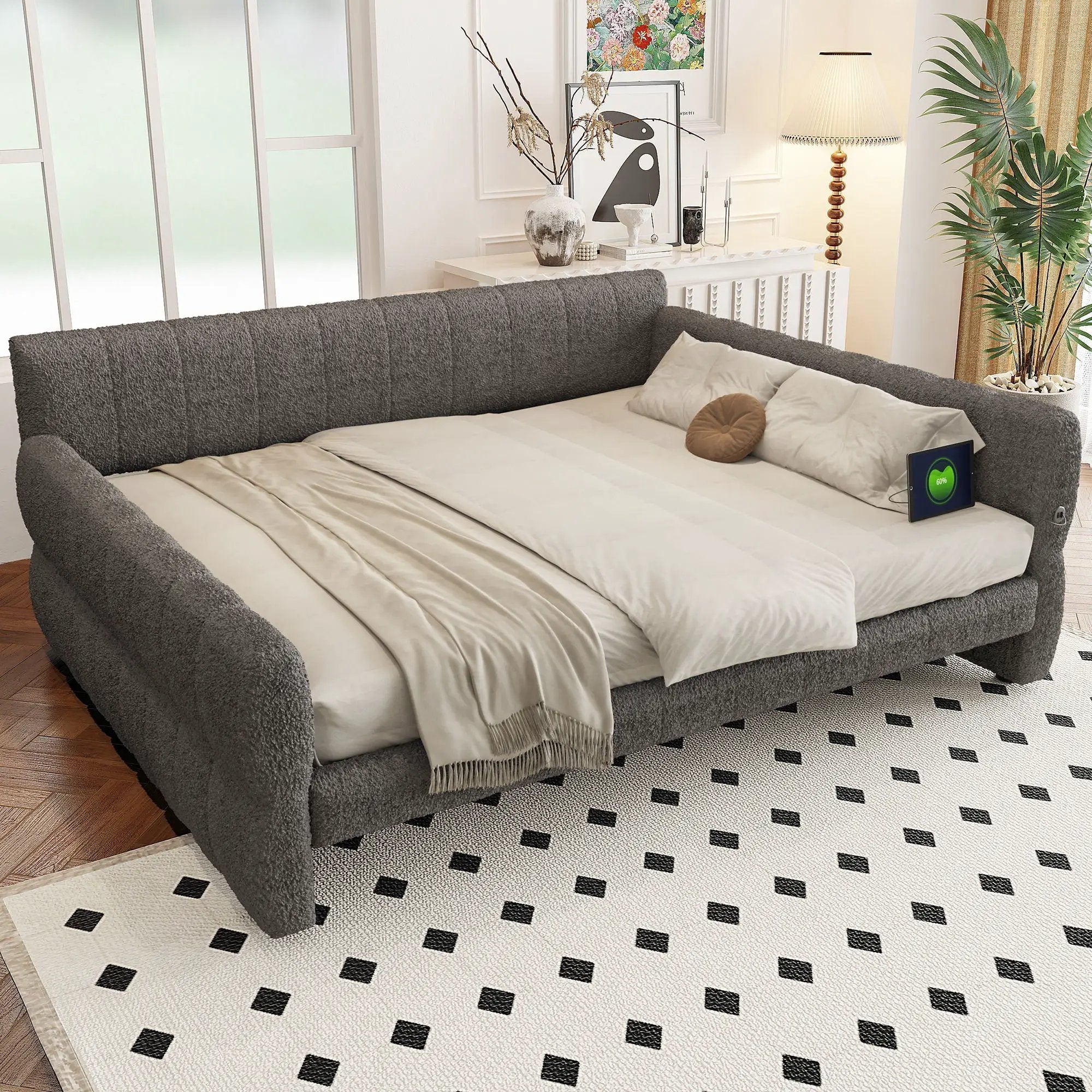 Upholstered Platform Bed With USB Charging by Unique Piece Furniture