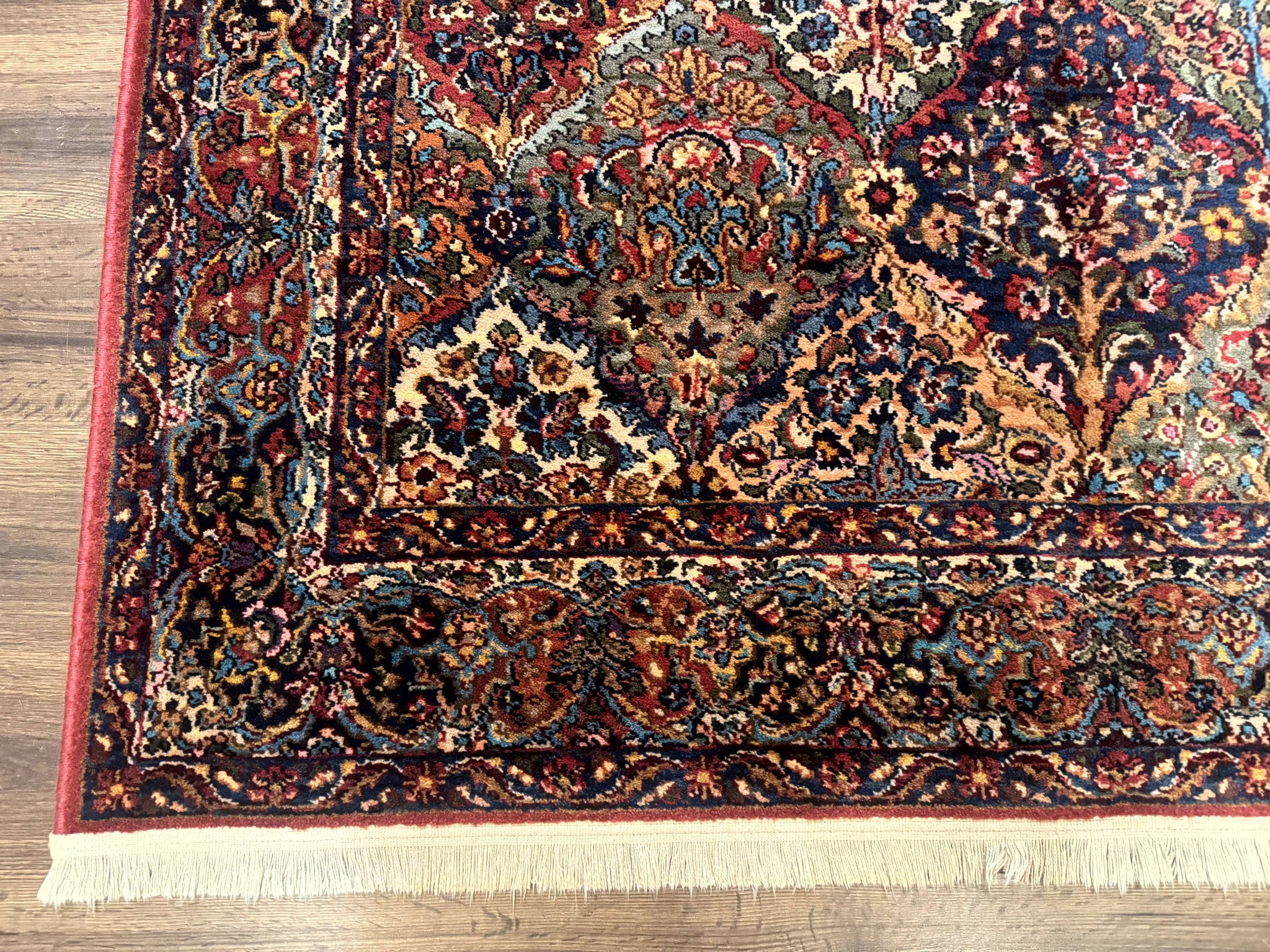 Karastan Rug 5.9 x 9, Multicolor Panel Kirman Rug #717, Wool Original Karastan Collection 700 Series by Jewel Rugs