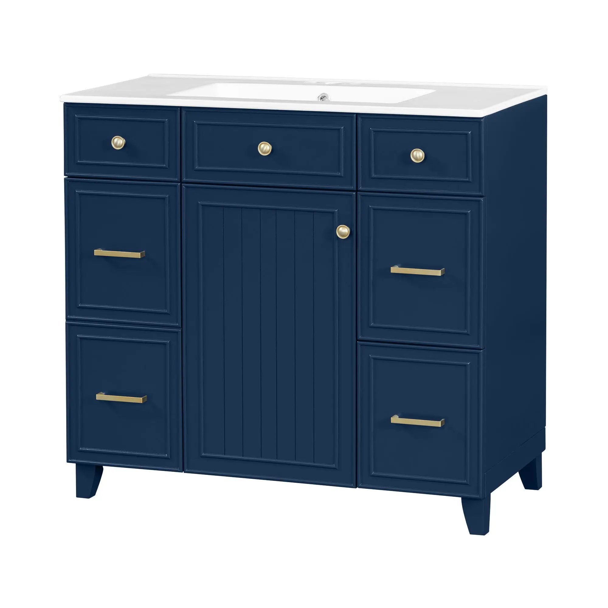 Bathroom Vanity With Ceramic Sink, Soft Close Doors, Adjustable Shelves