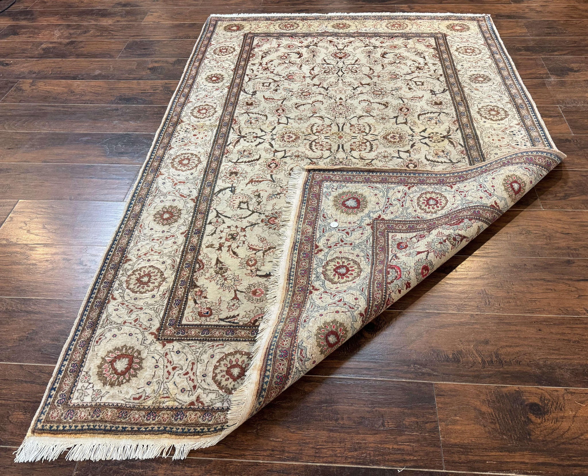 Persian Kashan Rug 5x7, Beige, Fine 250 KPSI by Jewel Rugs