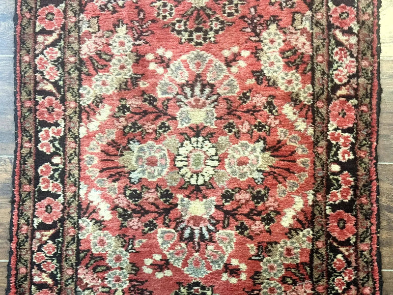 Persian Hamadan Runner Rug 2 x 13.6 – Red Floral Wool Hallway Carpet by Jewel Rugs