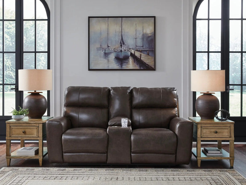 Crossplex - Power Reclining Loveseat / Console / Adjustable Headrest - Smoke by Unique Piece Furniture