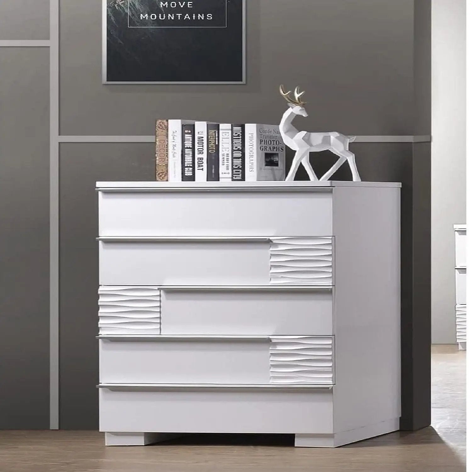 5 Drawer Chest, Bedroom - White by Unique Piece Furniture