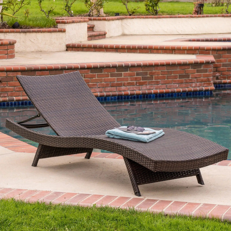Kauai Modern Style PE Wicker Chaise Lounge - Brown Multi by HouseOfZazla