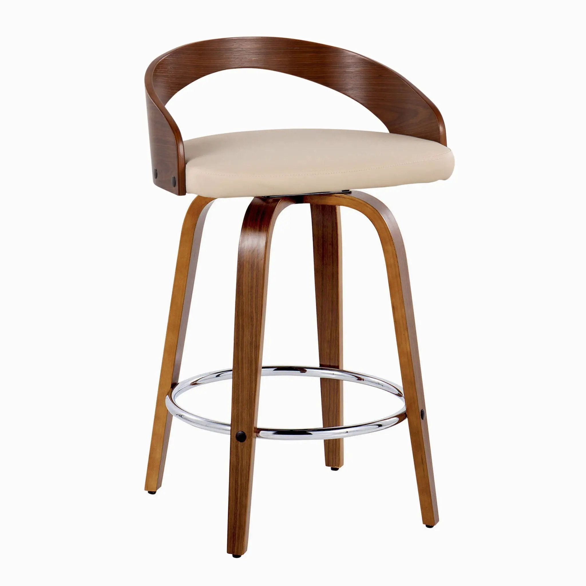 Grotto - Mid Century Modern Elegant Fixed Height Counter Stool With Swivel With Round Footrest (Set of 2) by HouseOfZazla