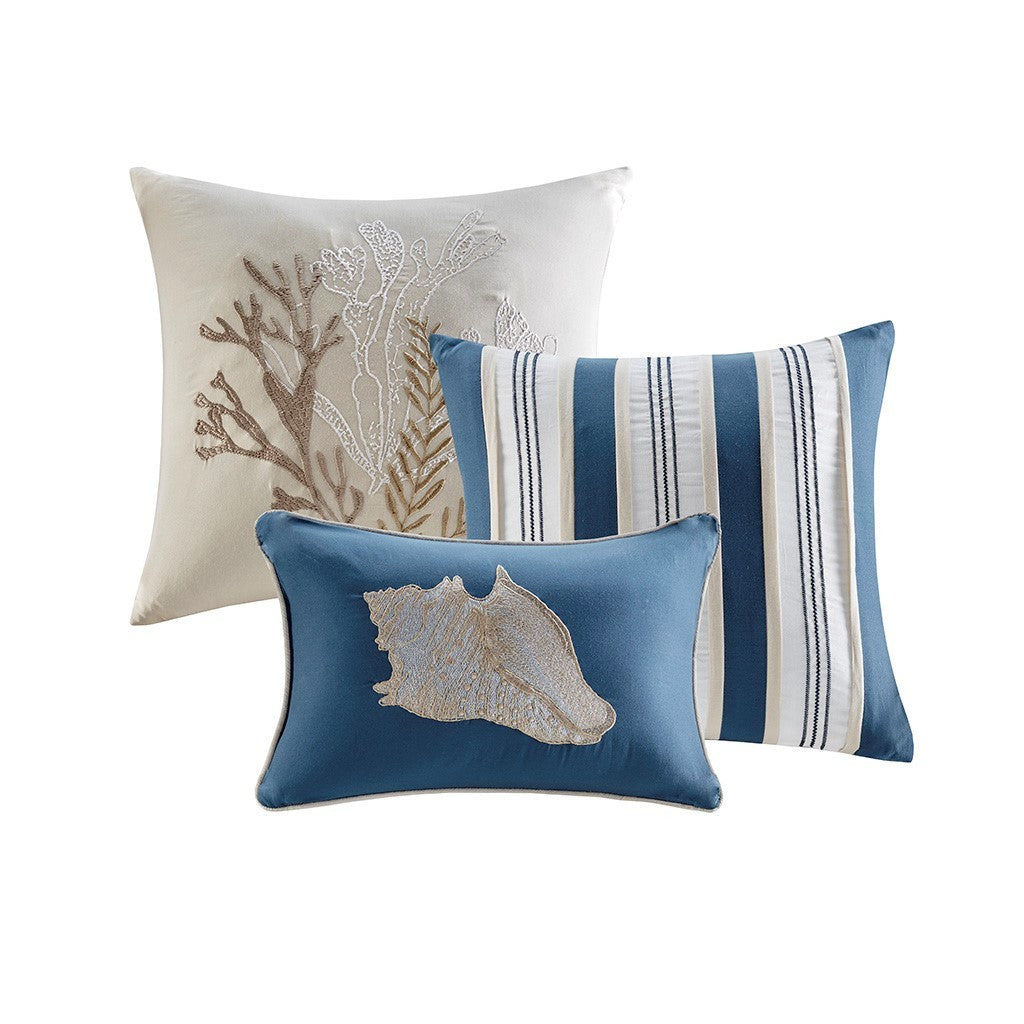 7 Piece Cotton Sateen Comforter Set Blue Cal King by HouseOfZazla
