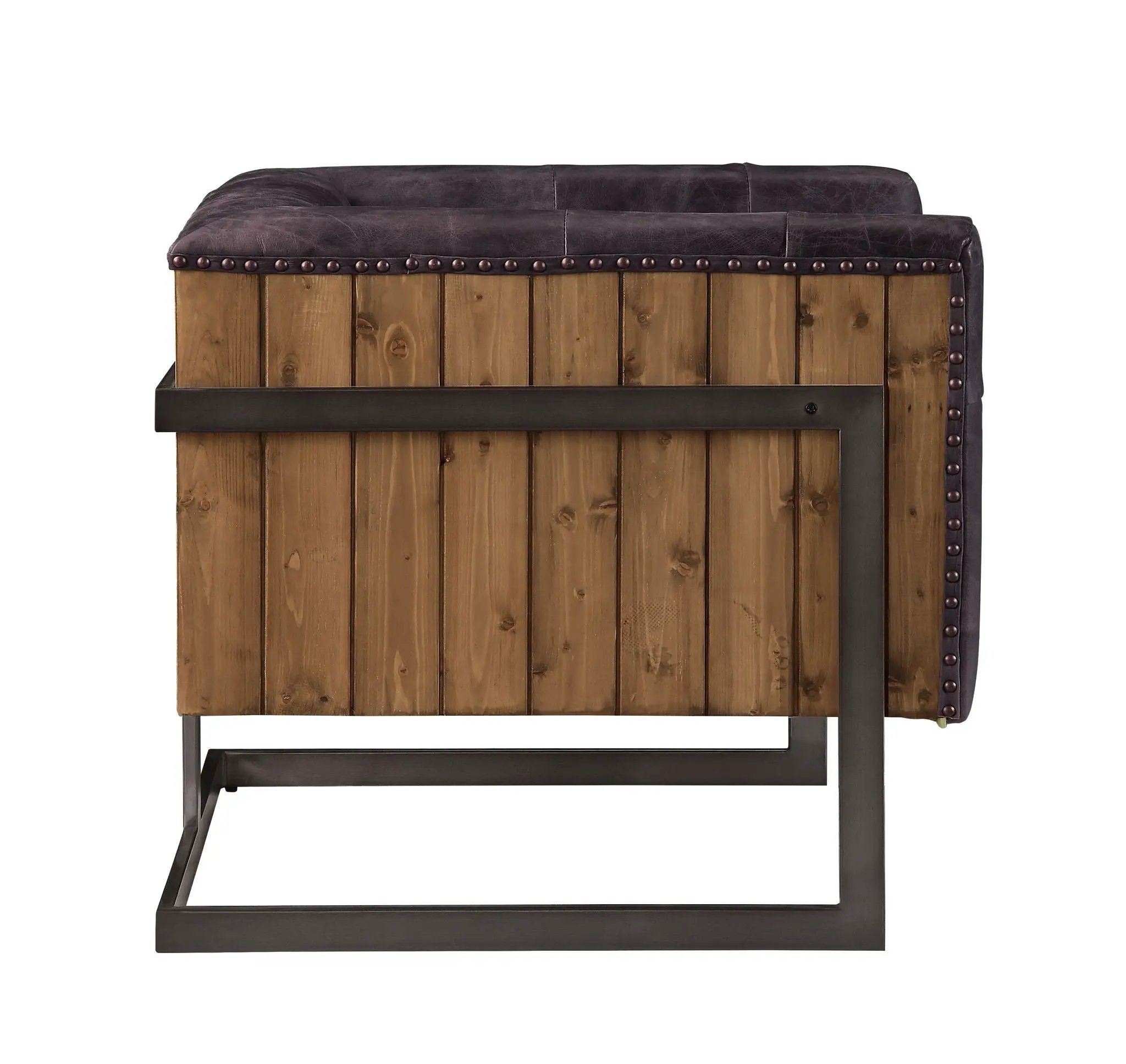 Sagat - Accent Chair - Antique Ebony Top Grain Leather & Rustic Oak by Unique Piece Furniture