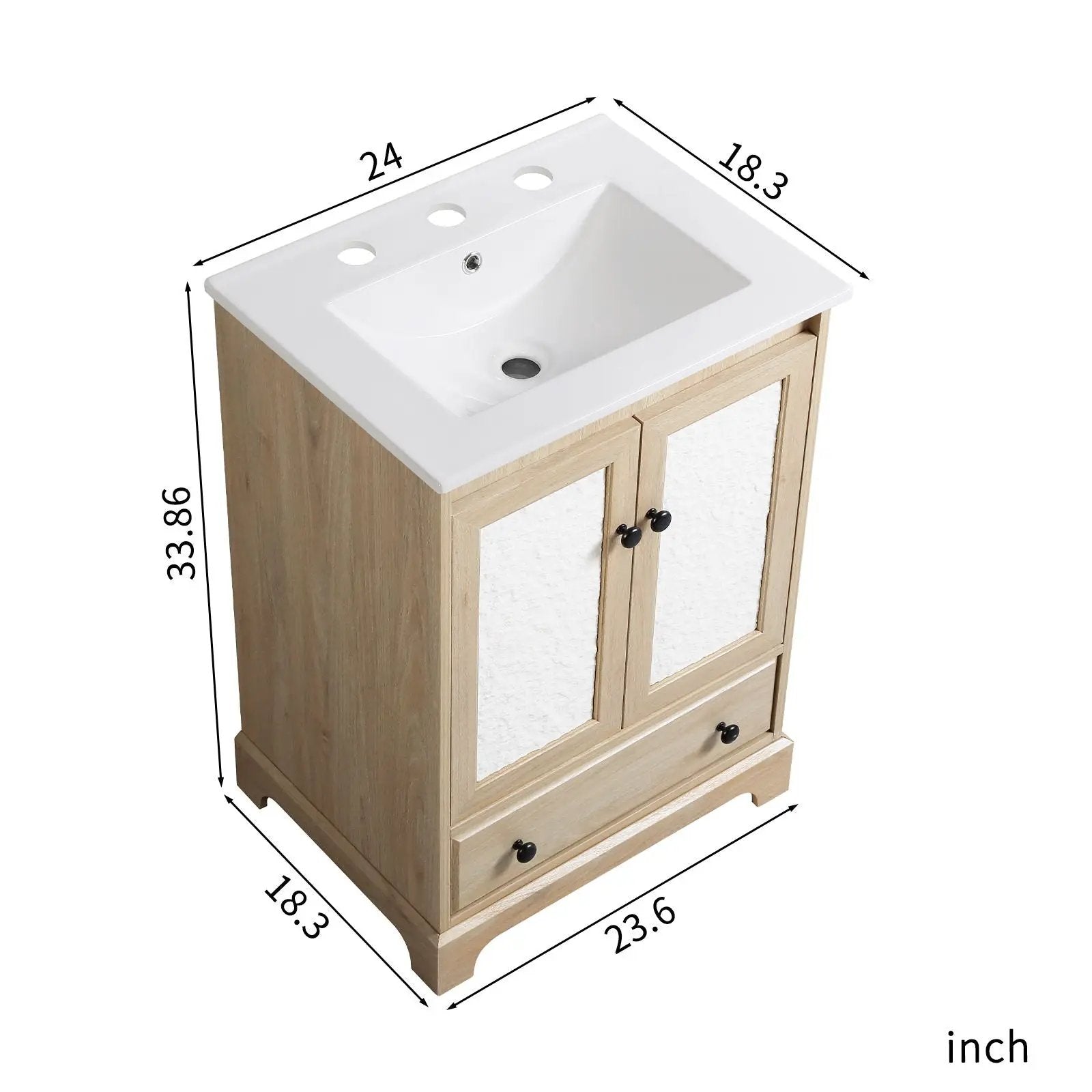 Bathroom Vanity With Basin, 1 Drawer Free Standing Storage - Brown by HouseOfZazla