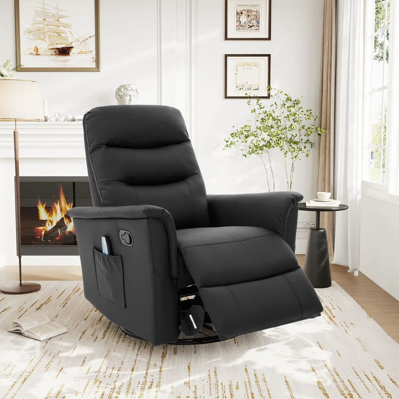Manual Recliner Chair With 8-Point Massage and Swivel Function by HouseOfZazla