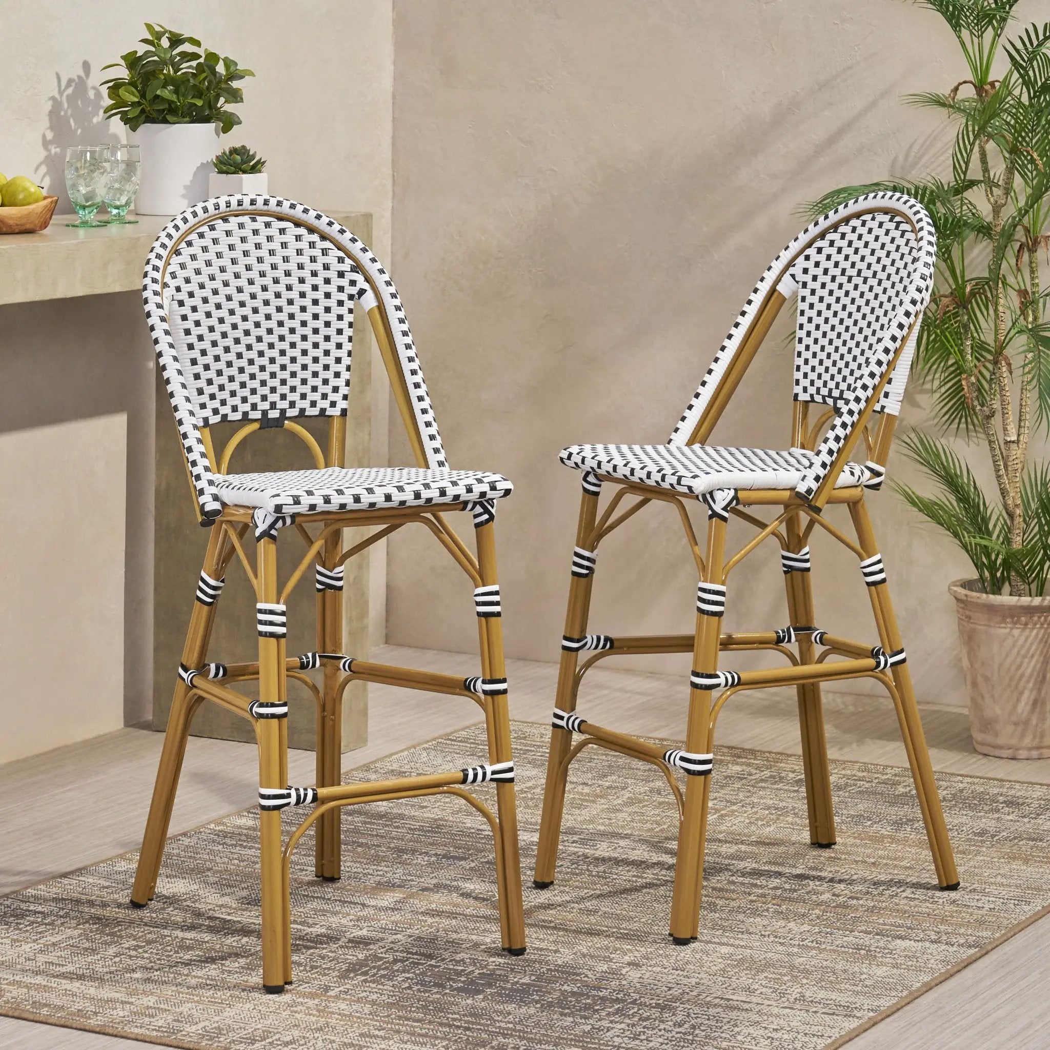 Outdoor PE Rattan French Barstool Set by HouseOfZazla