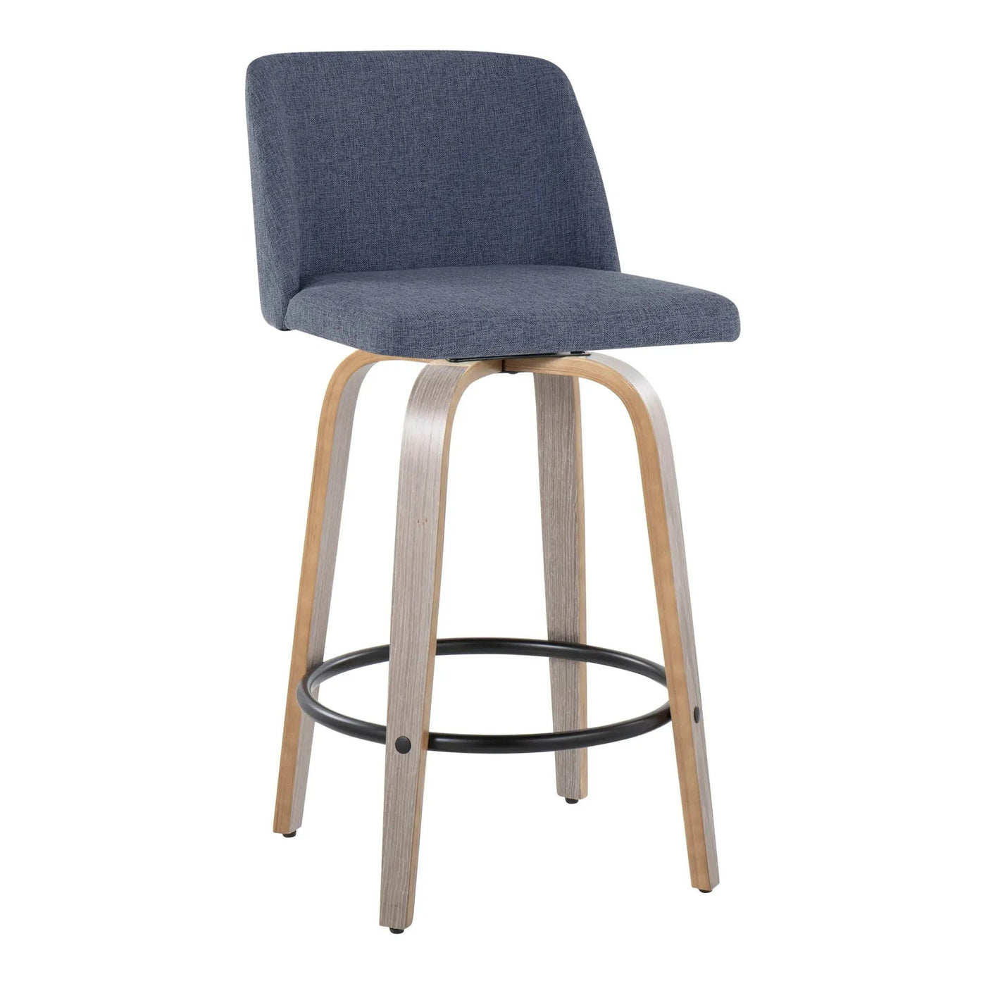 Toriano - Contemporary Fixed Height Counter Stool With Swivel & Round Footrest (Set of 2) by HouseOfZazla