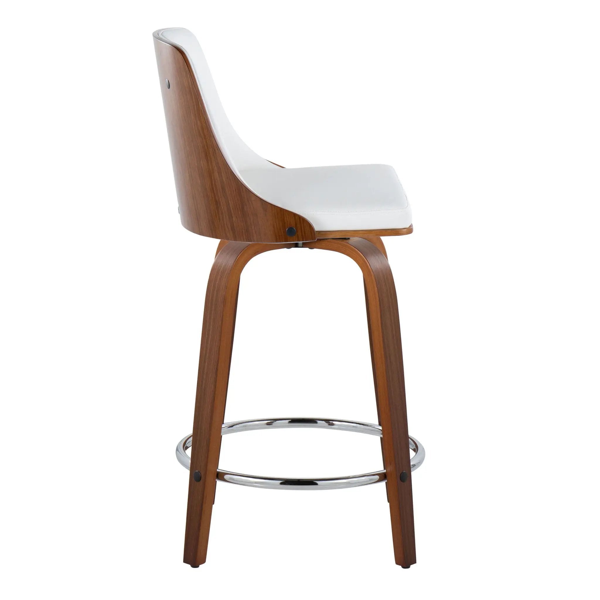 Gianna - Mid-Century Modern Fixed Height Stool With Swivel With Round Footrest (Set of 2) by HouseOfZazla