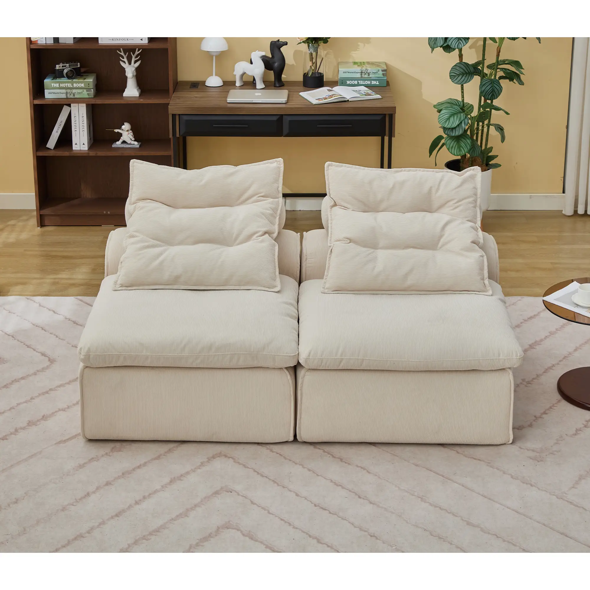 Modular Sofa with Neck and Lumbar Pillows - 2 Seats by HouseOfZazla