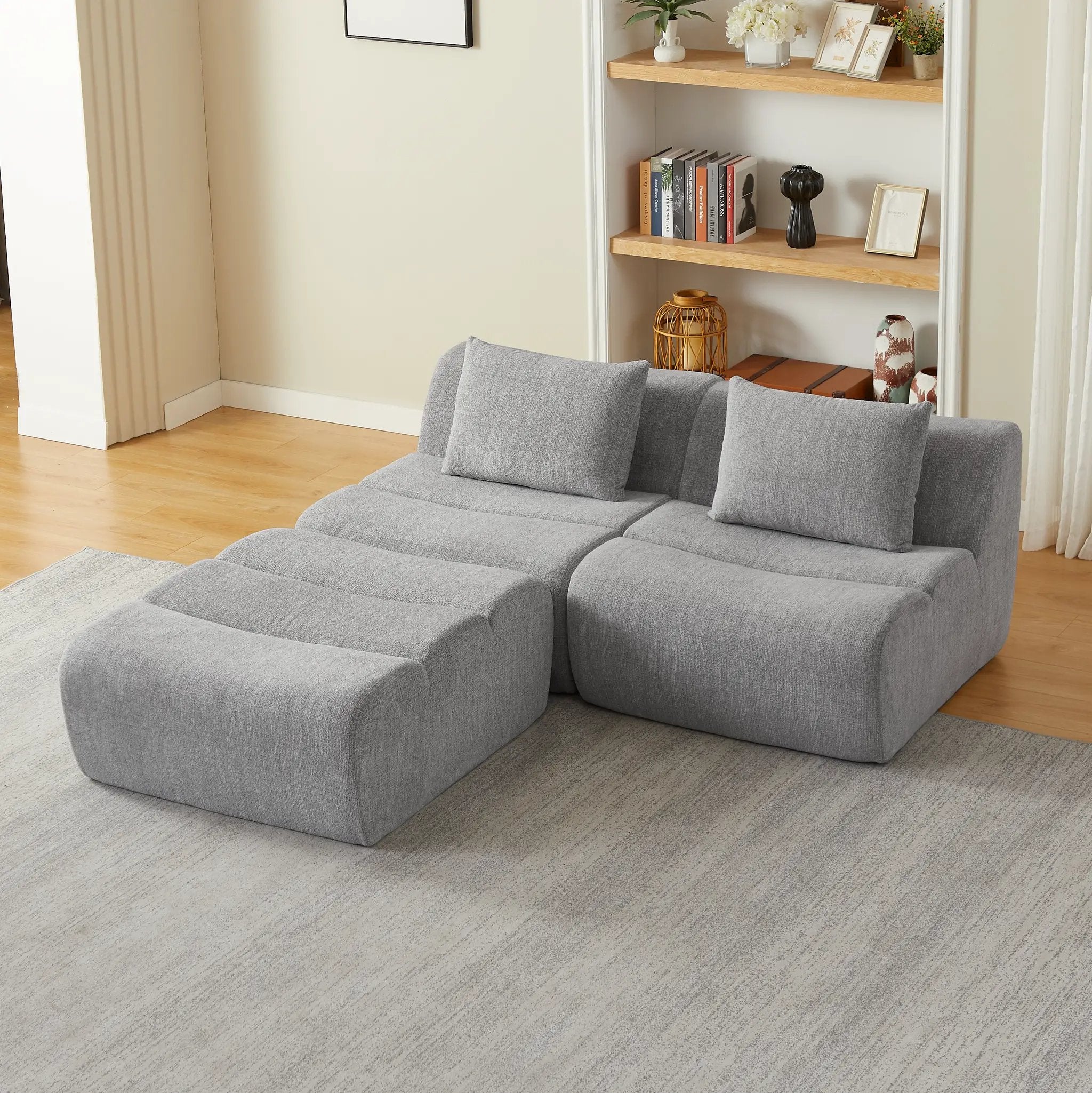 Oversized 3 Seater Compressed Sofa with Chenille Fabric by HouseOfZazla