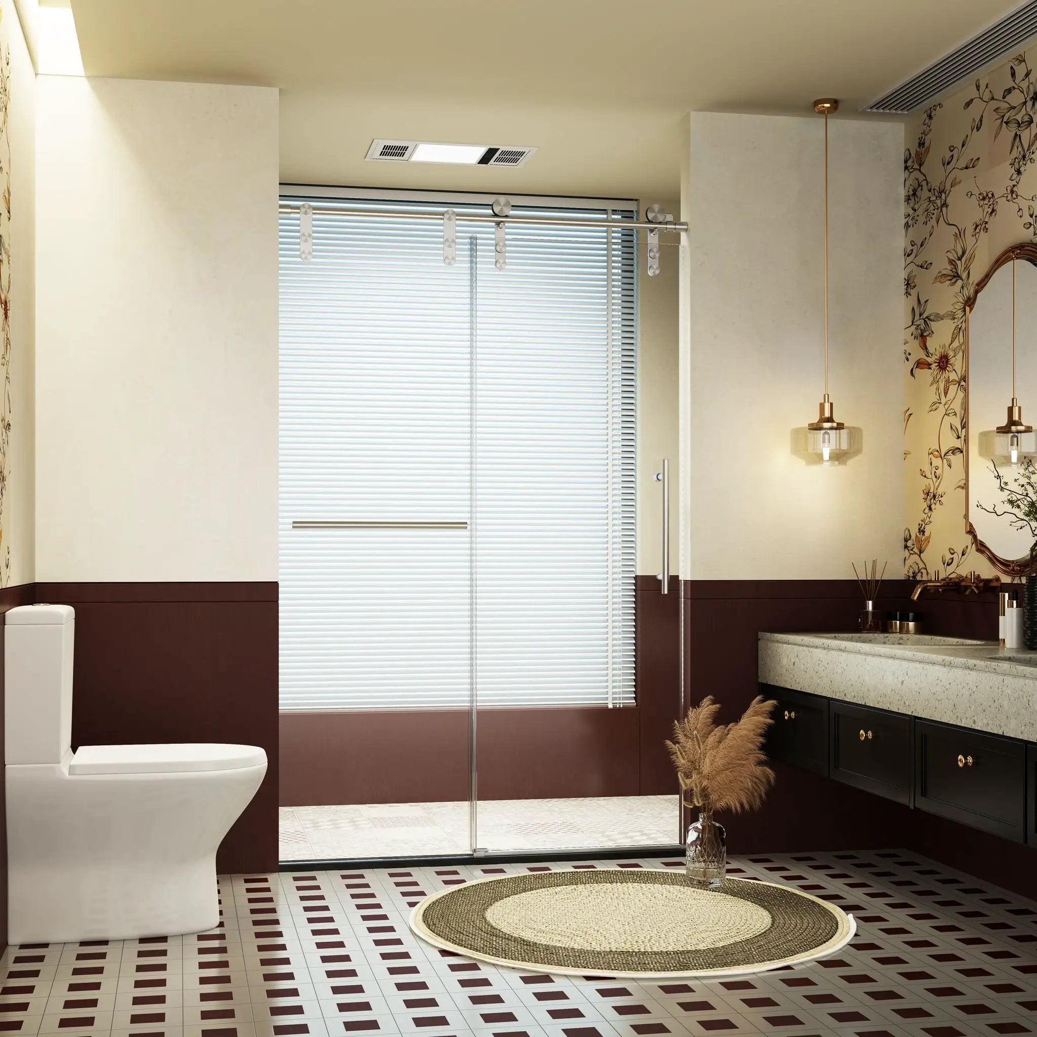 Frameless Single Sliding Shower Doors With Towel Rail & Handle by HouseOfZazla