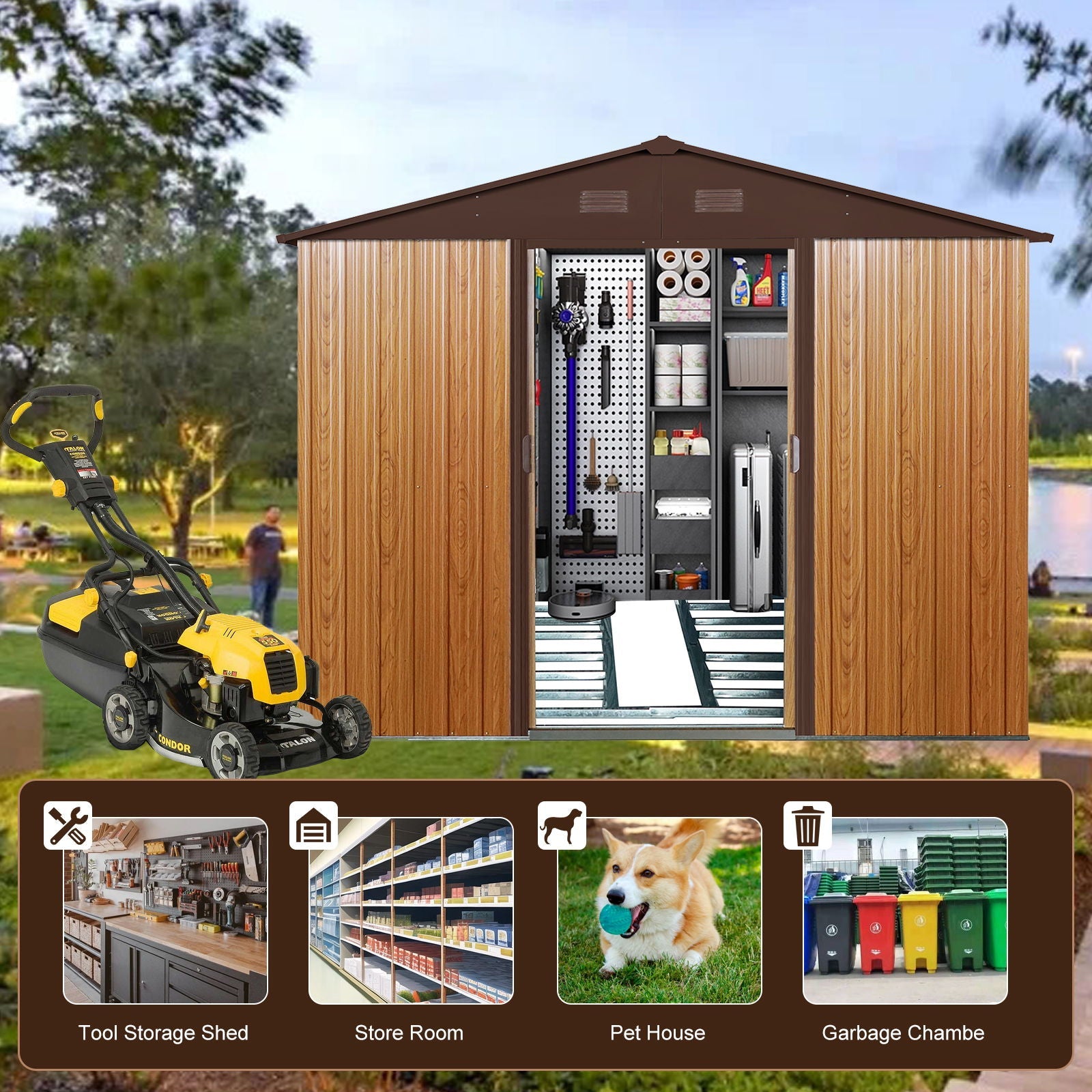 Outdoor Metal Storage Shed With Floor Base by HouseOfZazla