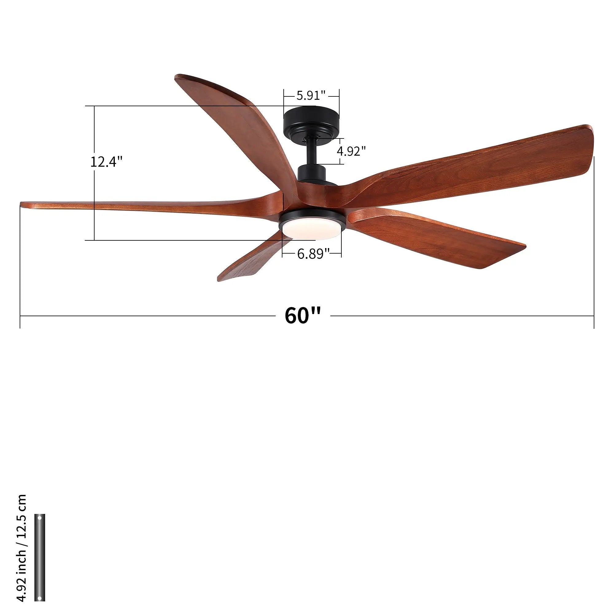 Ceiling Fan With Light And Remote Control, Noiseless, Dimmable, 6 Speeds Reversible For Indoor Or Covered Outdoor Use - Matte Black by HouseOfZazla