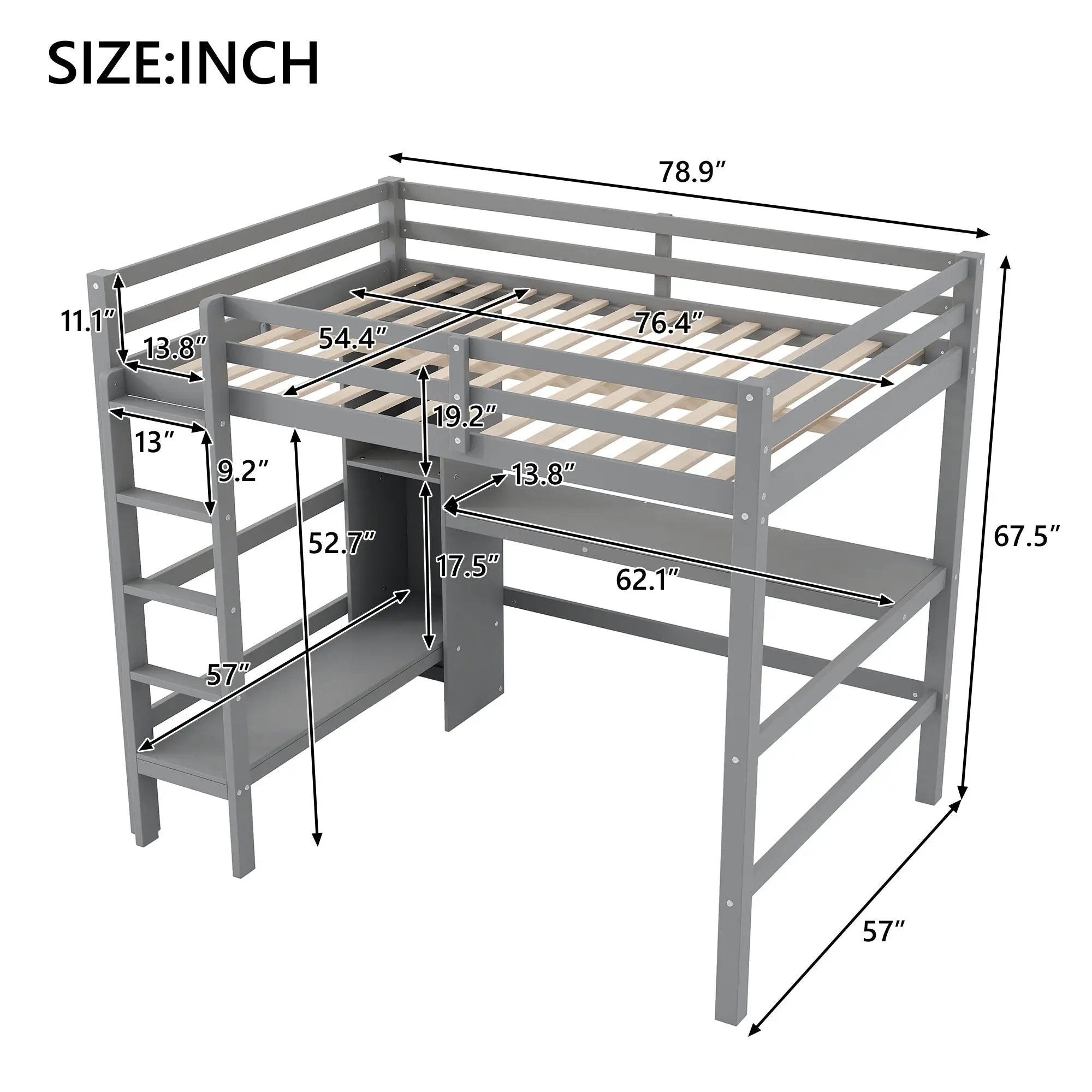 Loft Bed With Built In Desk And Multifunction Shelves by Unique Piece Furniture