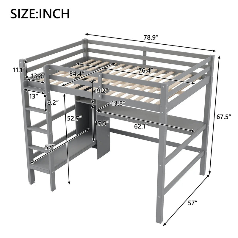 Loft Bed With Built In Desk And Multifunction Shelves by Unique Piece Furniture
