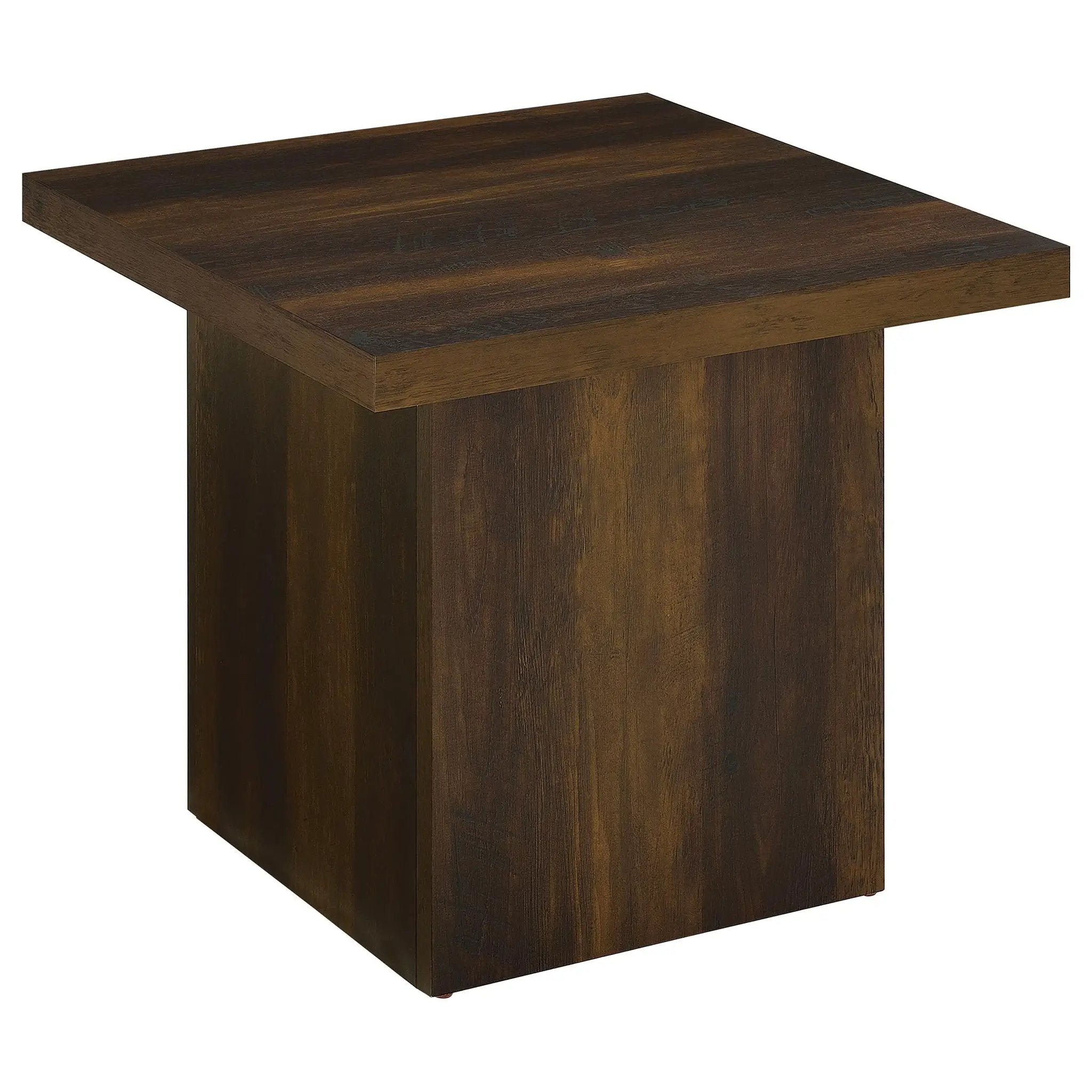 Devar Square Engineered Wood Side End Table Dark Pine by Unique Piece Furniture