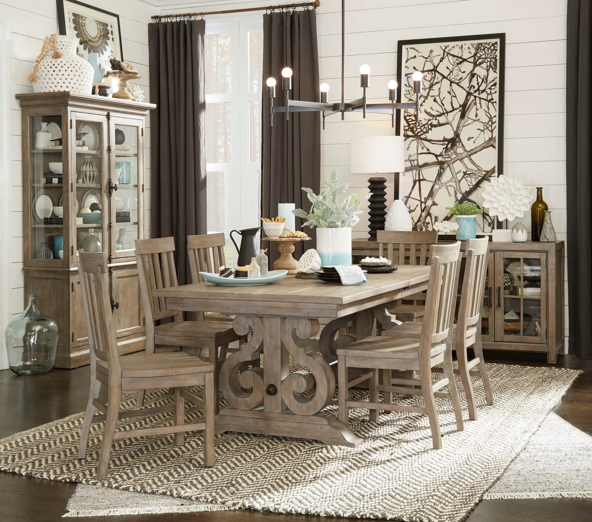 Tinley Park - Buffet Curio Cabinet - Dove Tail Gray by Unique Piece Furniture