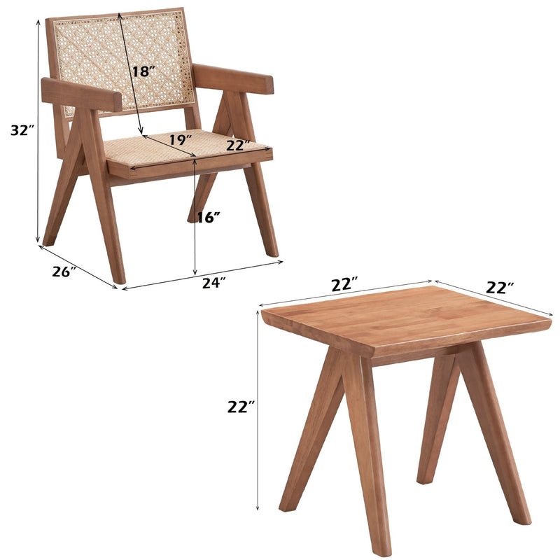 3 Piece Accent Chair Set And Matching End Table For Living Room - Natural by HouseOfZazla
