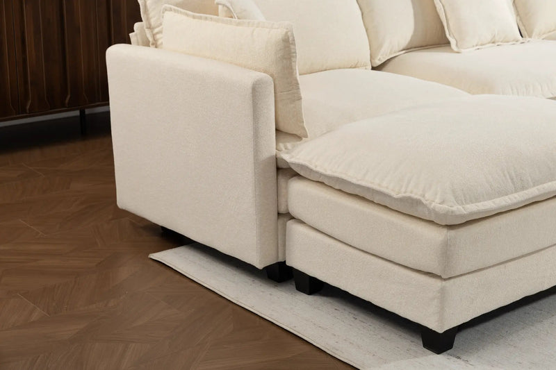 Modern 4-Seater Sectional Sofa with 2 Ottomans by HouseOfZazla