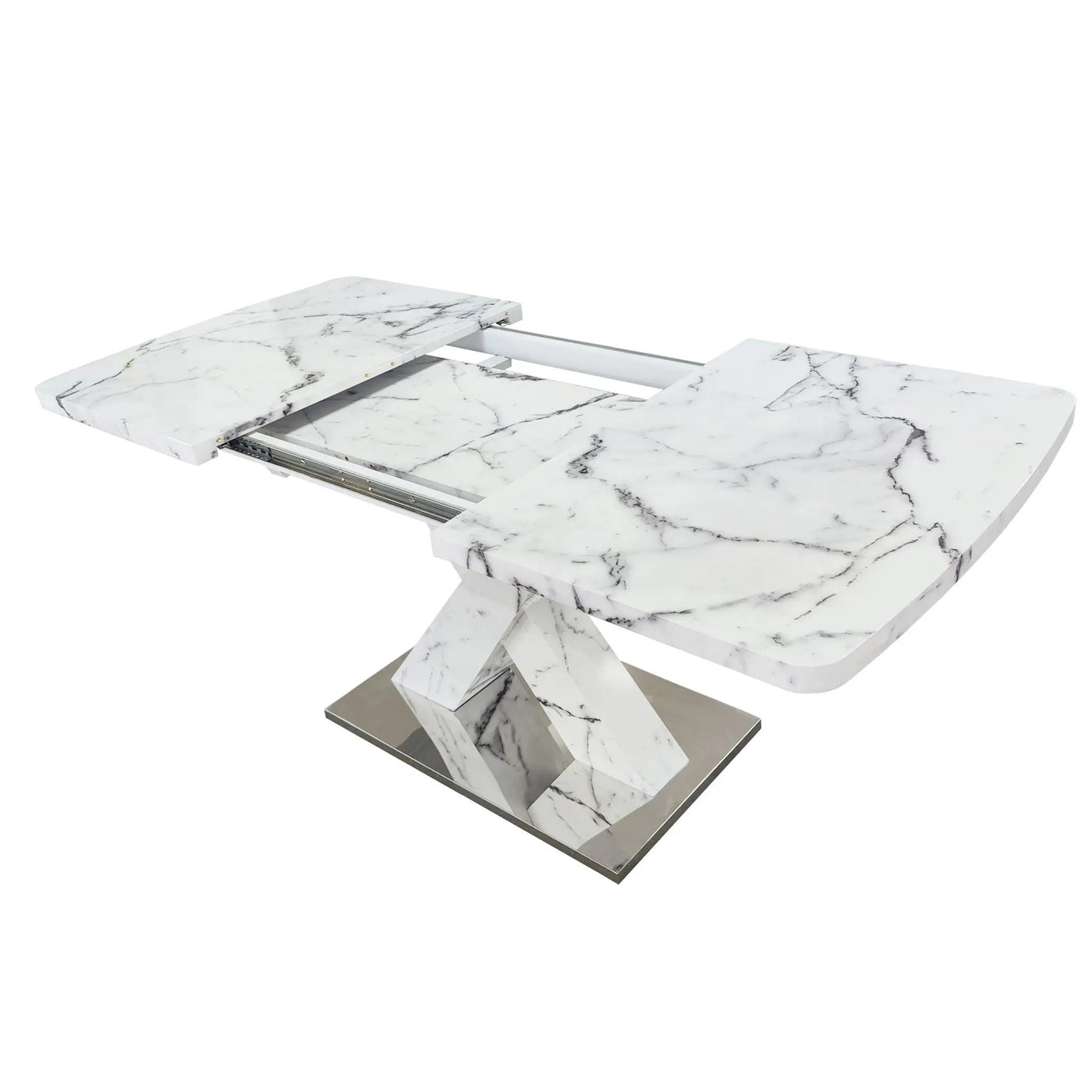 Modern Rectangle Dining Table With Stretchable TopAnd X Shape Legs by HouseOfZazla