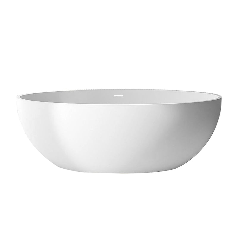 67 in. x 31 in. Oval Freestanding Solid Surface Soaking Bathtub with Center Drain in Matte by HouseOfZazla