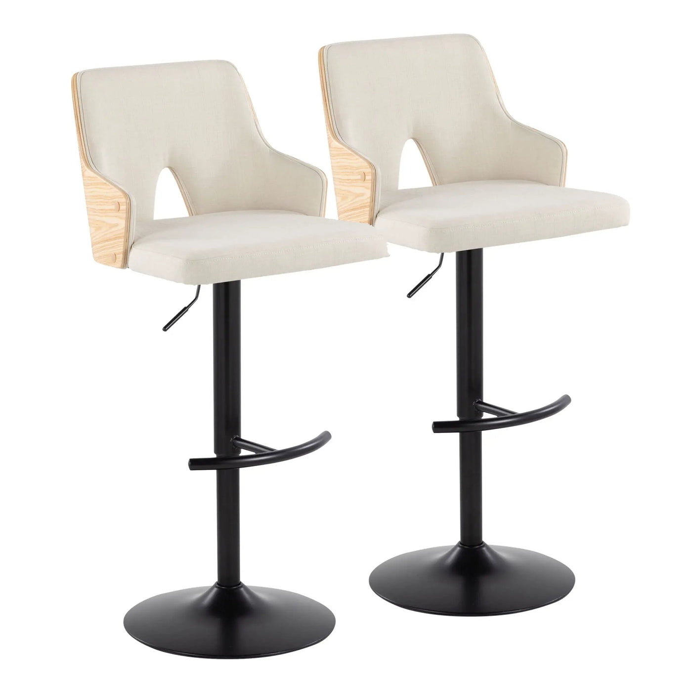 Stella - Contemporary Adjustable Barstool Stool With Swivel And Rounded T Footrest (Set of 2) by HouseOfZazla