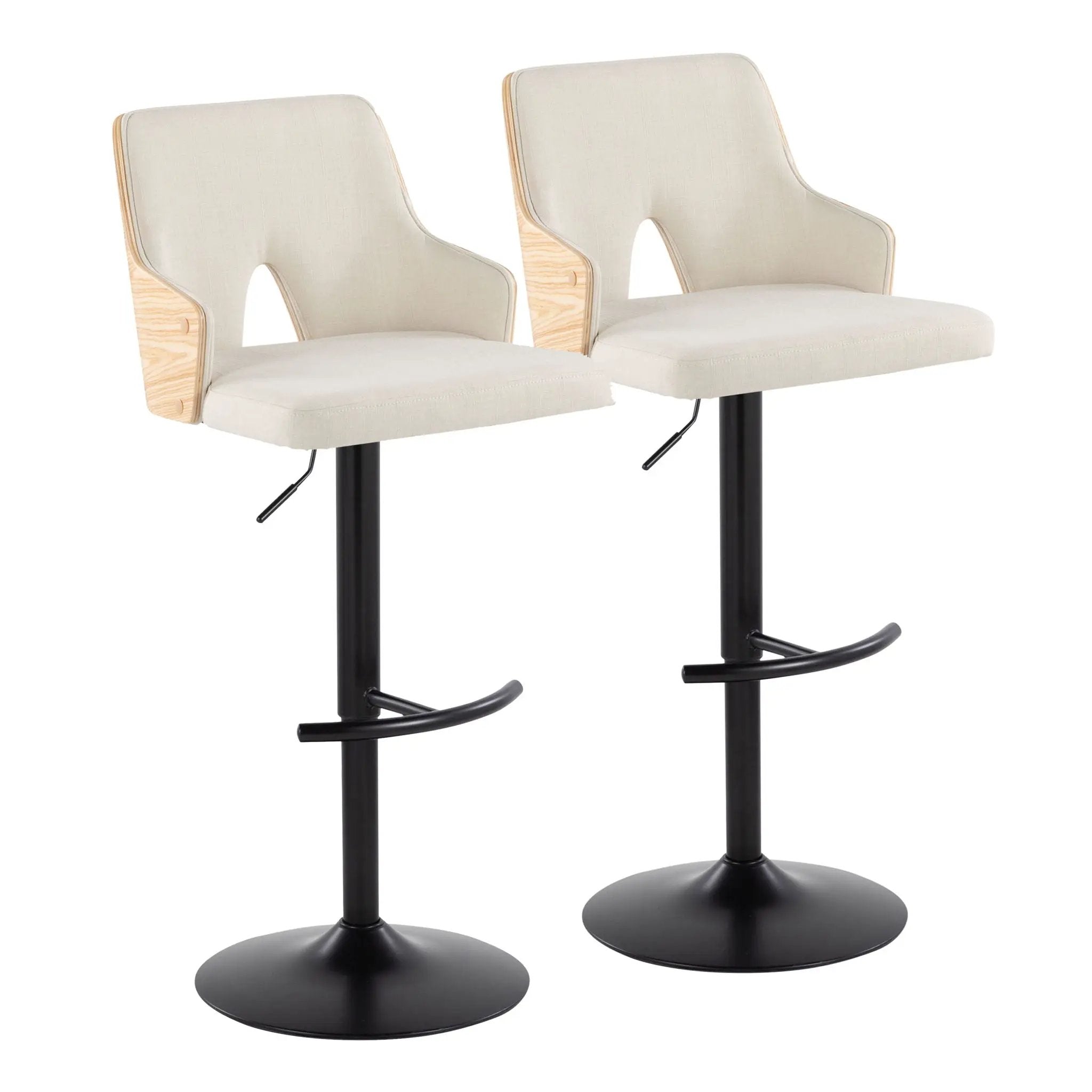 Stella - Contemporary Adjustable Barstool Stool With Swivel And Rounded T Footrest (Set of 2) by Unique Piece Furniture