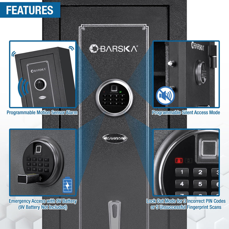 5.51 Cubic Ft Biometric Keypad Riflesafe - Black by HouseOfZazla