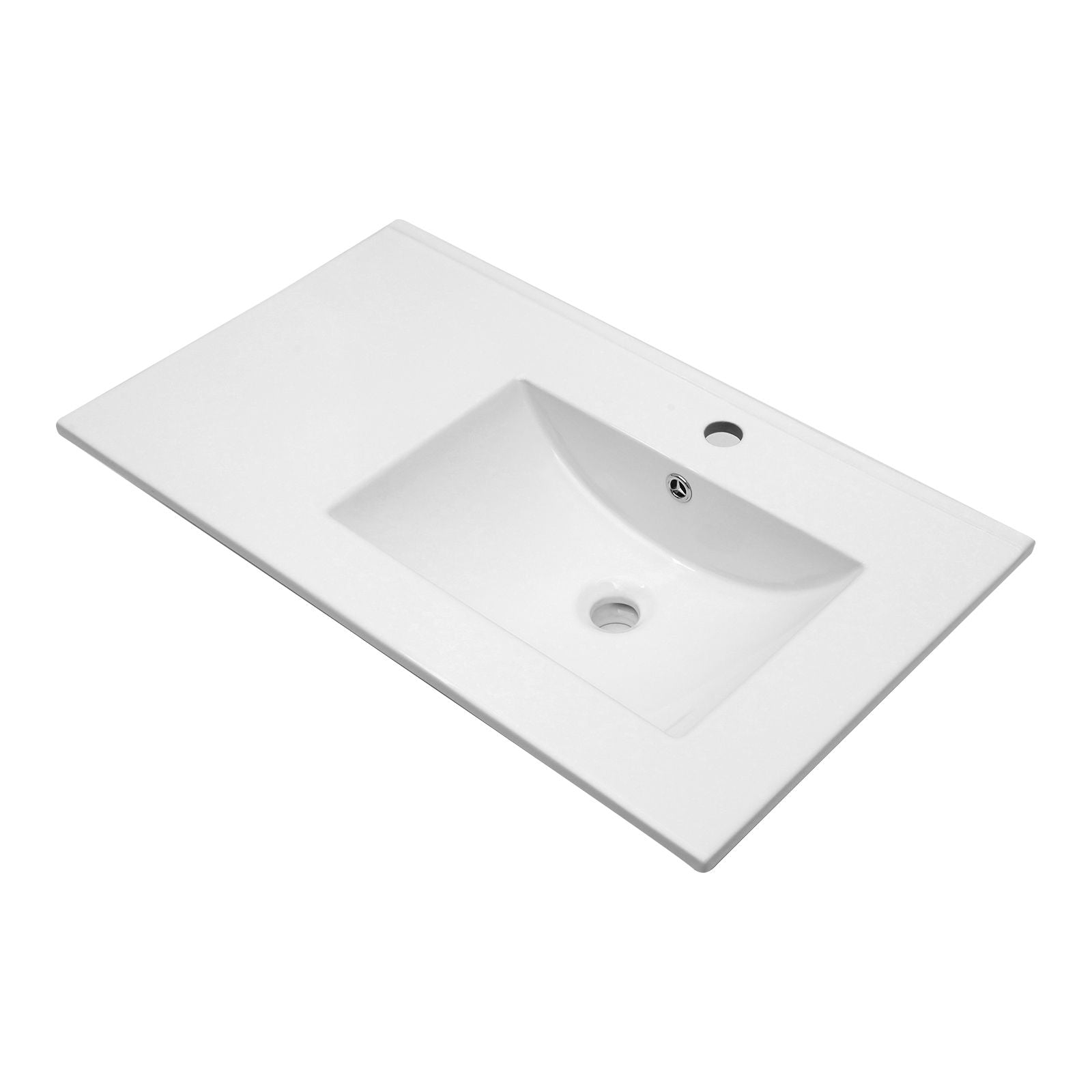 Rectangular Single Vanity Top With 1 Faucet Hole And Overflow, 32" X 18", Spacious Left Countertop For Storage - White by HouseOfZazla