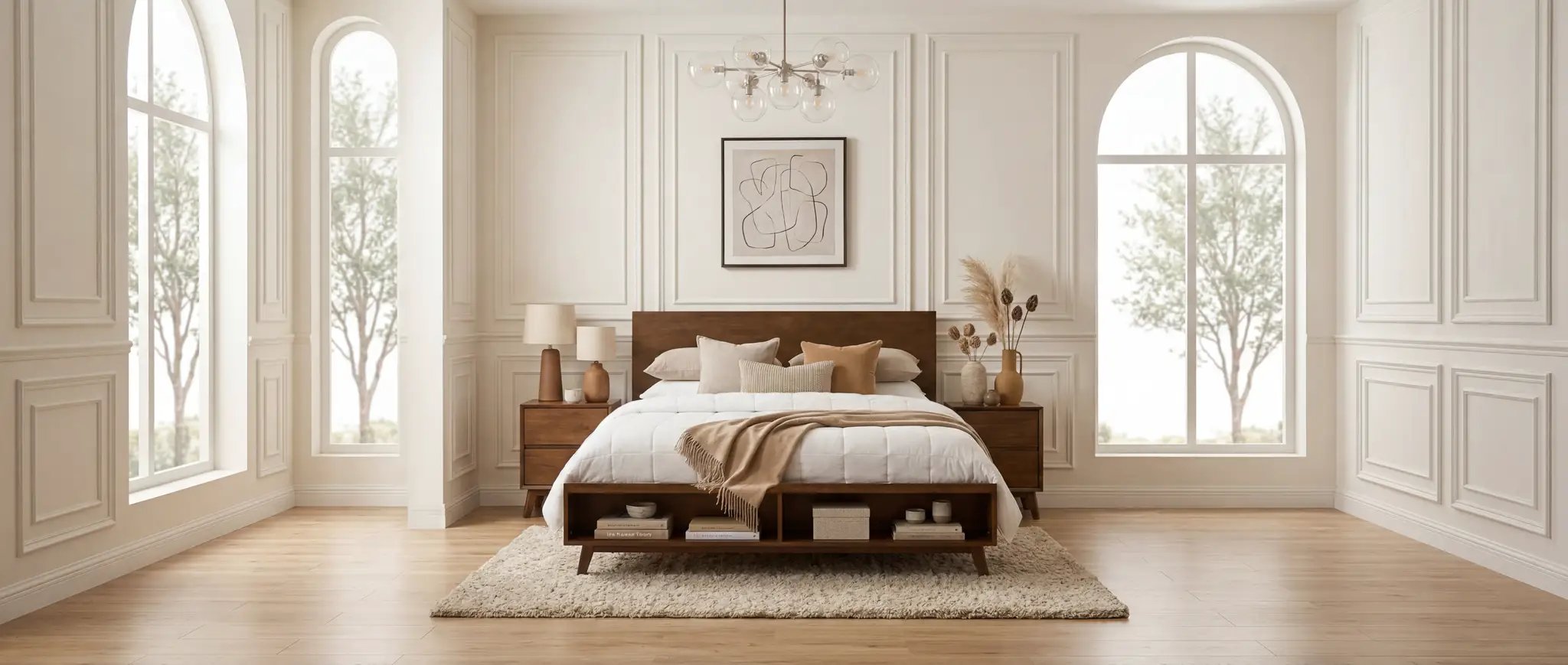 Walnut King Size Platform Bed Frame by HouseOfZazla